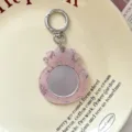 Portachiavi con mini specchio trucco fantasia rosa grazioso specchietto tascabile vintage borsa - Viola rosato
