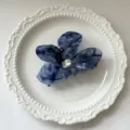 Blue acetate butterfly hair claw clip with crystal rhinestones elegant shark clip for women - Blue