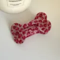 Pince à cheveux os motif léopard rose, barrette bec de canard style doux pour femme. - Os Imprimé Léopard Rose