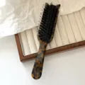 Retro tortoise shell cat ear hairbrush with boar bristles for gentle daily scalp massage. - Boar Bristle Style - Leopard Print