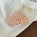 Pinza de pelo de acetato con lunares rojos, elegante accesorio para el peinado de mujer. - Pinza de Pelo en Forma de Abanico / Lunares Rosas Blanco Roto