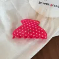 Pinza de pelo de acetato con lunetos rosas, bonita pinza de tiburón para mujeres y niñas diario. - Pinza de Pelo en Forma de Abanico / Lunares Rosas