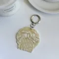 Mini acetate shell comb keychain, pearlescent marble bag charm for women daily portable - Approx. 6.4cm*6.4cm / Beige