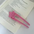 Rosa Blumen U-förmige Haarnadel elegante Haargabel süßes Haarschmuck für Damen Alltag - Rosa Sternblume (Haarnadel)