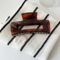 Λεπτομέρεια καφέ ταρταρούγα ορθογώνια κλάμερ μαλλιών, κομψό ακρυλικό αξεσουάρ μόδας. - Γυαλιστερό Ταρταρούγα
