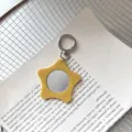 Cute yellow star makeup mirror keychain portable bag pendant cute accessory for women girls - Yellow