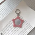 Pink star makeup mirror keychain, cute portable mini mirror bag charm and fashion accessory. - Lotus root pink