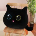 Black cat plush pillow cute kitten cushion soft stuffed animal toy for sofa home decor bedroom - 30 cm / Black