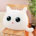 Cute white cat plush pillow and cushion for sofa, soft stuffed animal toy for home. - 30 cm / White