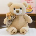 Simpatico e morbido orsacchiotto di peluche con bouquet, regalo romantico per fidanzata. - 30 cm / Giallo