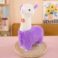 Cute purple plush alpaca toy stuffed llama doll with cute flower decoration for desktop room gift - 40CM / Purple