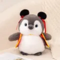 Cute penguin plush toy doll with traditional vest, soft stuffed animal desktop ornament. - Zha Zha Style / 14cm