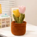 Joli pot de tulipe en peluche décoration de bureau douce fleur en tissu cadeau chaleureux - Tulipe