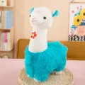Cute alpaca plush toy blue fluffy doll stuffed animal soft pillow desktop ornament gift - 40CM / Blue
