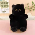 Cute black cat plush toy, chubby stuffed animal pillow, soft and comfortable for sleeping. - 35 cm