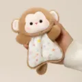 Cute plush monkey toy with star patterned comforter blankie, soft stuffed animal gift for kids. - Bean Bag Monkey