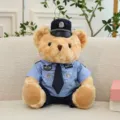 Cute police teddy bear plush toy in uniform with badge, soft stuffed animal gift for kids. - Blue Police Bear / 25cm