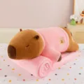 Schattig capybara pluche kussen met roze deken, zacht knuffeldier speelgoed voor meisjes slaap. - 60 cm / Roze