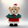 Cute standing Christmas teddy bear plush doll toy, red and green holiday gift variant. - 25cm