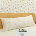 Long floral body pillow for sleeping, soft cotton cover, cozy bedroom bedding decor. - 110 cm / Cream Small Flower