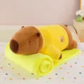 Schattig capybara pluche kussen met gele deken zachte knuffelpop slaapgenoot cadeau - 60 cm / Geel