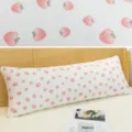 Cute pink strawberry print long bolster body pillow for sleeping and bed decor washable. - 110 cm / Pink Strawberry