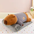 Schattige capybara pluche knuffel met grijze deken, zachte kussen pop voor meisjes slapen. - 60 cm / Grijs