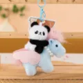 Plush panda riding winged horse keychain cute cartoon animal bag charm for women gift - 4 Inch / Panda Style