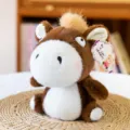 Cute brown white plush horse toy fluffy mascot pony doll sweet birthday gift for kids - 16cm / Dark Brown