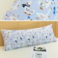 Cute cartoon duck printed long body pillow, soft bed bolster in light blue variant. - 110 cm / White Goose with Top Hat