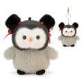 Cute penguin plush keychain pendant with red ribbon bow, soft fluffy plush bag charm gift. - 14cm / E Zha Goose