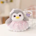 Cute penguin plush toy with pink floral dress soft stuffed doll desktop ornament gift - Sister in Pink Dress