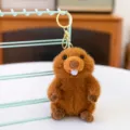 Mignon porte-clés en peluche de marmotte animal en peluche marron pendentif de sac kawaii - 13cm Ornement Suspendu / Sonore