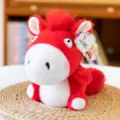 Red Q-version plush horse toy variant, cute stuffed mascot doll for kids and friends birthday gifts - Light Red (with Embroidery)