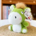 Cute green plush horse toy, soft stuffed animal doll for kids and birthday gifts, cute decor. - Green