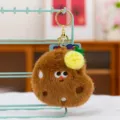 Cute cartoon plush fruit keychain, soft stuffed animal bag pendant, adorable accessory for keys. - Cookie
