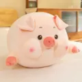 Cute pink round pig plush toy pillow, soft chubby stuffed animal variant for home room. - Round Eyes Style / 40CM