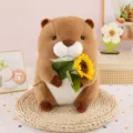 Cute capybara plush toy holding sunflower soft stuffed animal doll for room home decor gift - Bouquet Style / 35 cm