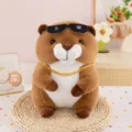 Cute capybara plush toy with sunglasses and gold chain, soft stuffed doll for home decor. - Get Rich Style / 35 cm