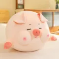 Cute pink round pig plush toy, chubby stuffed animal sleeping pillow, cozy room decor gift. - Blink Eyes / 40CM