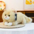 Fluffy cat plush toy in light yellow, cute stuffed kitten doll variant for gift decoration. - 30 cm / Yellow