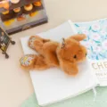 Cute floral plush animal keychain doll, brown dog desk companion toy for birthday gifts. - Golden Retriever