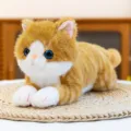 Cute lying orange cat plush pillow soft stuffed animal toy for girls birthday gift kids room decor - 38 cm / Yellow