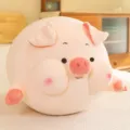 Cute round pig plush pillow, soft stuffed cartoon animal toy, comfortable sleeping companion for girls. - Cute Style