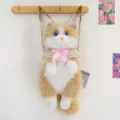 Cute plush cat backpack with lace bow, soft stuffed animal shoulder bag for girls and kids. - 50cm Sound Version / Yellow