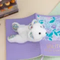 Cute white floral plush bear keychain, soft stuffed animal toy for bag charm and gift. - Polar Bear