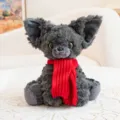 Lindo gato Devon Rex de peluche con bufanda roja muñeco de peluche suave regalo - Bufanda roja