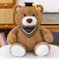 Süßer Abschluss Teddybär Plüschtier mit Doktorhut und Schal Student Erinnerung Geschenk Deko. - 25cm / Gelb