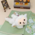 Cute floral plush sheep keychain, soft stuffed animal toy pendant for backpack and keys. - Lamb