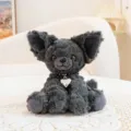 Lindo peluche de gato Devon Rex, animal de peluche gris oscuro con dije de corazón. - Colgantes de corazón